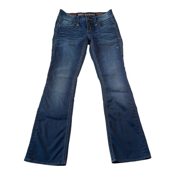 Rock by Rock Revival Womens Size 26 Kacy Boot Cut Low Rise Dark Wash Denim Jeans - Picture 1 of 15